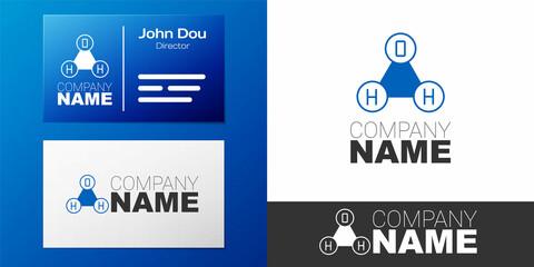 Logotype Chemical formula for water drops H2O shaped icon isolated on white background. Logo design template element. Vector