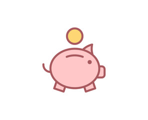 Money pig flat icon.