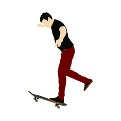Fototapeta premium Men playing skateboard trick. Flat vector illustration. (6) 