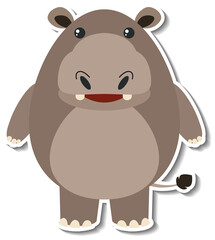 Obraz na płótnie Canvas A cute hippopotamus cartoon animal sticker