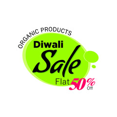 Fototapeta premium Template of Organic Products Diwali Sale | Flat 50% off | Creative Design of Diwali Sale