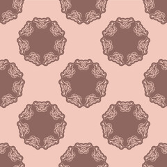 Seamless pink pattern with vintage ornament.