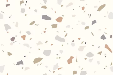 Papier peint Beige Modèle sans couture de terrazzo. Texture vectorielle minimaliste moderne dans des couleurs pastel beige naturel, terre cuite et taupe.