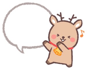 踊るクリスマストナカイの線画吹き出し