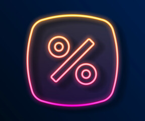 Glowing neon line Discount percent tag icon isolated on black background. Shopping tag sign. Special offer sign. Discount coupons symbol. Vector