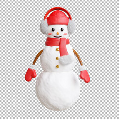 snow man with merry christmas on transparent background,clipping path