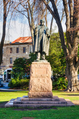 This statue commemorates Albert George Ogilvie (1890 - 1939), Premier of Tasmania from 22 June 1934 until his death on 10 June 1939 - Hobart, Tasmania, Australia