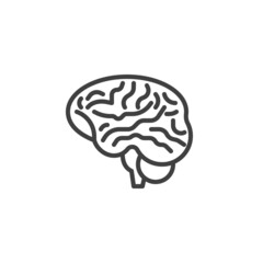 Human brain anatomy line icon