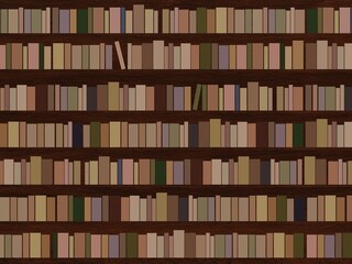 暗めの部屋の本棚の平行投影3dイラスト背景