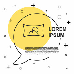 Black line Wide angle picture icon isolated on white background. Panorama view. Random dynamic shapes. Vector