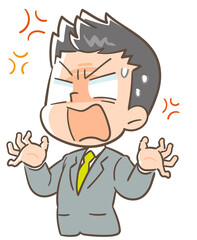 怒りを抑えられず叫ぶ男の人