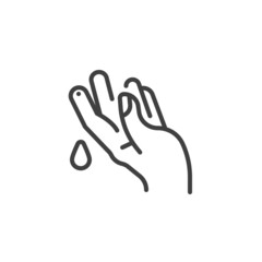 Finger with blood drop line icon