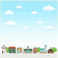 自然が豊かな街並みのベクターイラスト