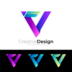 Letter V logo with 3d colorful design, vector image logos