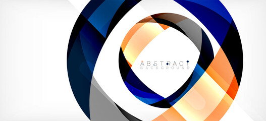 Fototapeta premium Geometric abstract background. Circle created with overlapping color shapes. Vector Illustration For Wallpaper, Banner, Background, Landing Page