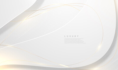 Abstract white and gray background with gorgeous golden line decoration.