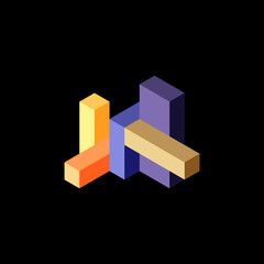 Obraz premium Abstract background. 3d cubes, cubic elements and blocks. Techno or business concept for wallpaper, banner, background, landing page