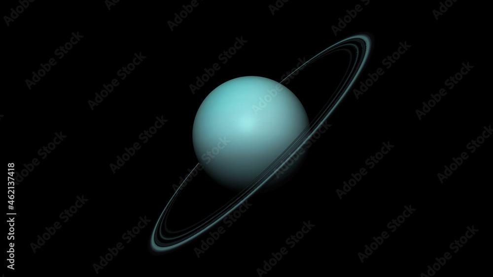 Wall mural concept-p1 view of the realistic planet uranus with rings from space. high detailed 3d rendering.