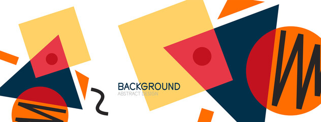 Abstract background. Blocks, lines, triangles, circles composition. Techno or business concept for wallpaper, banner, background, landing page