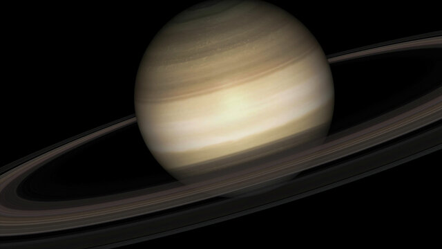 Concept-P1 View of the realistic planet saturn from space. High detailed 3D rendering.
