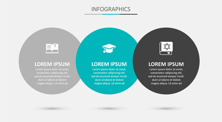 Set Graduation cap, Open book and Jewish torah. Business infographic template. Vector