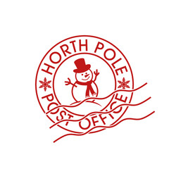 North Pole, post office sign or stamp isolated on white background