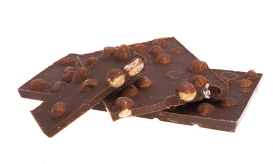 chocolate with nuts isolated