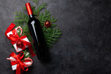 Christmas gift and wine