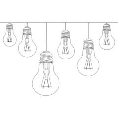 Continuous line drawing Set of loft lamps concept