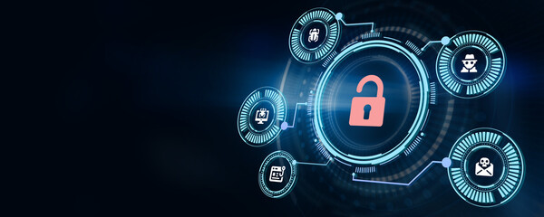Obraz na płótnie Canvas Cyber security data protection business technology privacy concept. 3d illustration