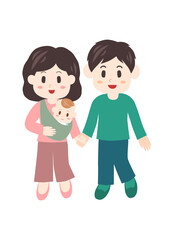 夫婦と赤ちゃんのイラスト