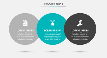 Set Electric saving plug in leaf, Bio fuel canister and Leaf hand. Business infographic template. Vector