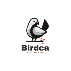 Vector Logo Illustration Bird Simple Mascot Style.