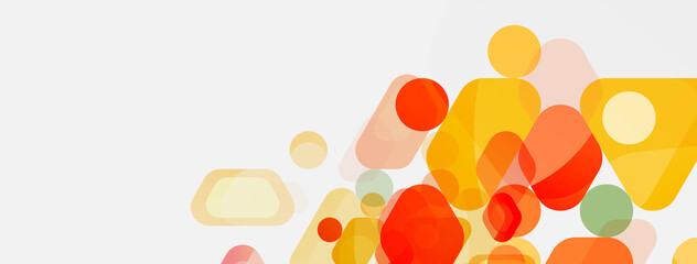 Color bubbles and rounded geometric shapes on white. Vector geometric minimal abstract background for wallpaper, banner, background, landing page