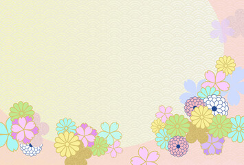 Obraz premium 和風背景 はがきテンプレート