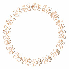 Simple floral linear golden frame, design elements