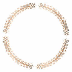 Simple floral linear golden frame, design elements