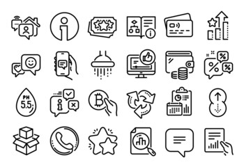 Vector set of Shower, Chat app and Text message line icons set. Calendar report, Money wallet and Credit card tag. Loyalty points, Call center and Analytics graph icons. Vector
