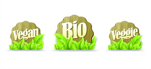 Bio, Vegan, veggie Lables. Vector Illustration Collection