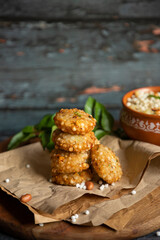 Sabudana vada or Fried Sago, Indian dish for fast and festive season