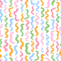 Creative seamless pattern with grunge brush strokes on white background. Good for nursery prints, cards posters, wrapping paper, scrapbooking, kids apparel, etc. 