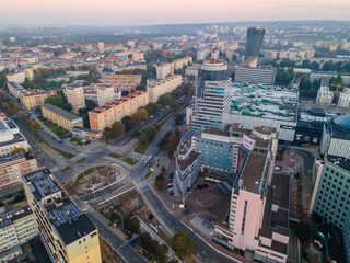 Fototapeta premium Szczecin, Poland 10.10.2021 Panorama of the city with its architecture. View from the drone