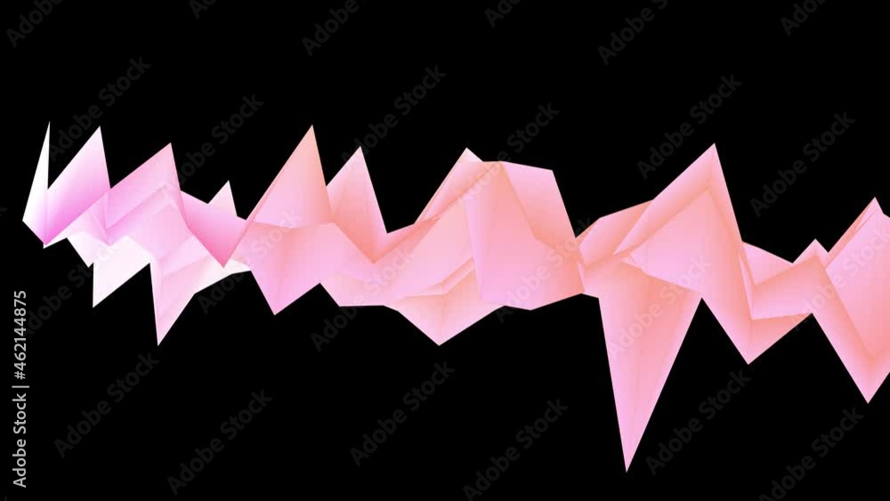 Poster 4k looping dark pink polygonal abstract footage in black background. polygon animation seamless loop