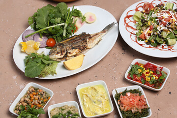 grilled fish with vegetables