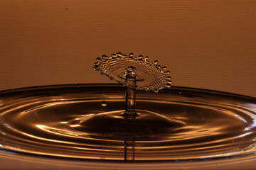 Drops of water on a water surface that result in water sculptures