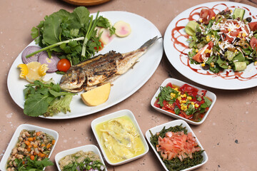 grilled fish with vegetables
