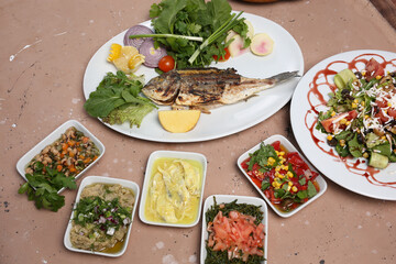 grilled fish with vegetables