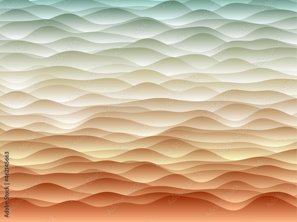 Poster abstract curves background. smooth curves with gradients in blue orange colors. elegant vector illus