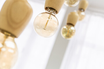 light bulbs in front of a window