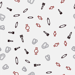 Set line Fork, Rolling pin, Steak meat and Chicken leg on seamless pattern. Vector
